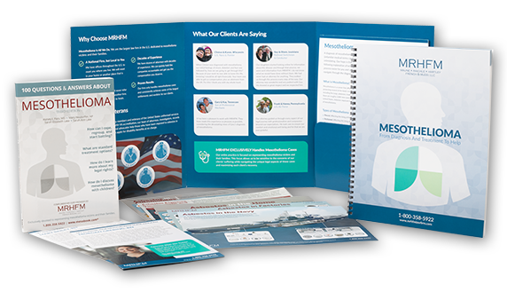 full array of mesothelioma resources included in the packet spread out in front of MRHFM folder that holds all your information in one place