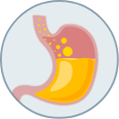 small scale illustration of gas bubbles in stomach